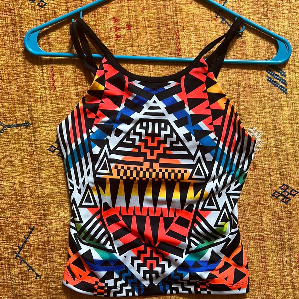 Cute crop top with Aztec design. Size Medium. Like New